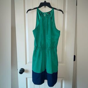 Express Size Large Colorblock dress Green Navy tank spaghetti strap POCKETS
